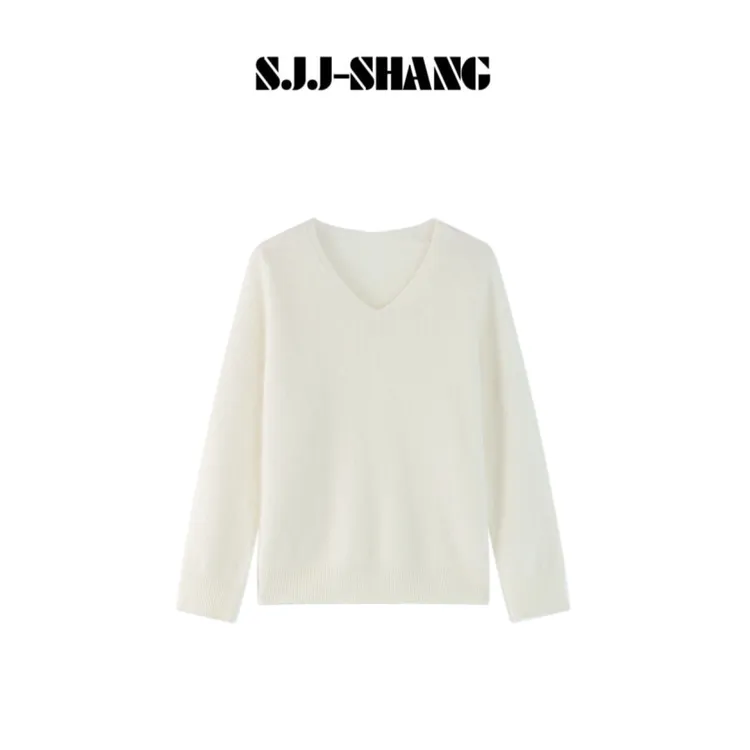 SJJ-SHANG【暖洋洋】10.2针无缝一体山羊绒羊毛拉绒v领毛衣q136040p