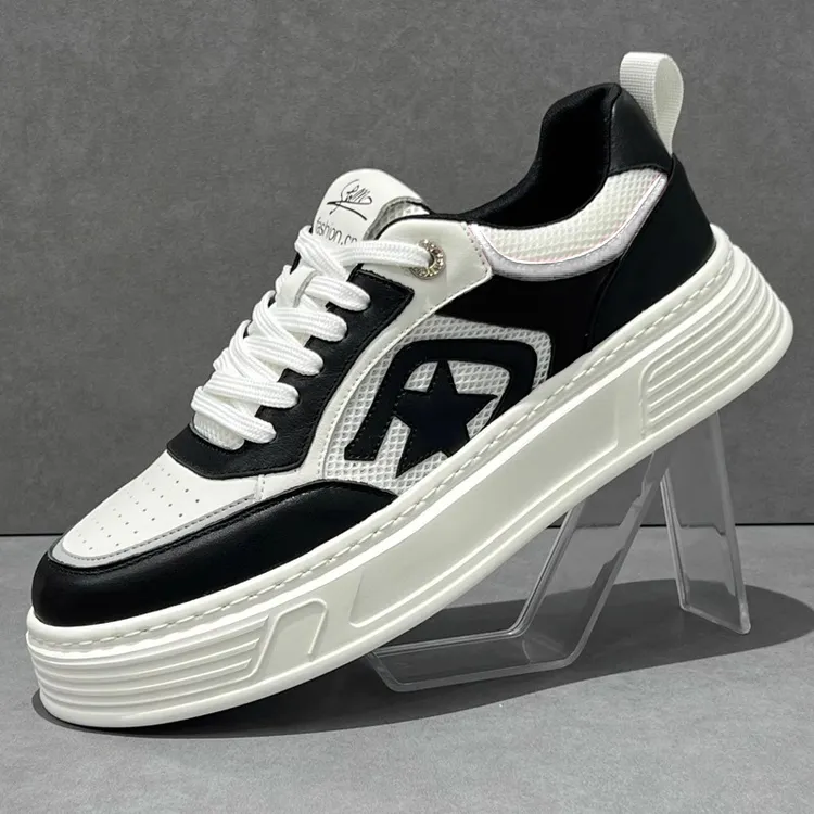 2025新款星星拼色男鞋松糕底时尚百搭休闲鞋增高小白鞋运动鞋