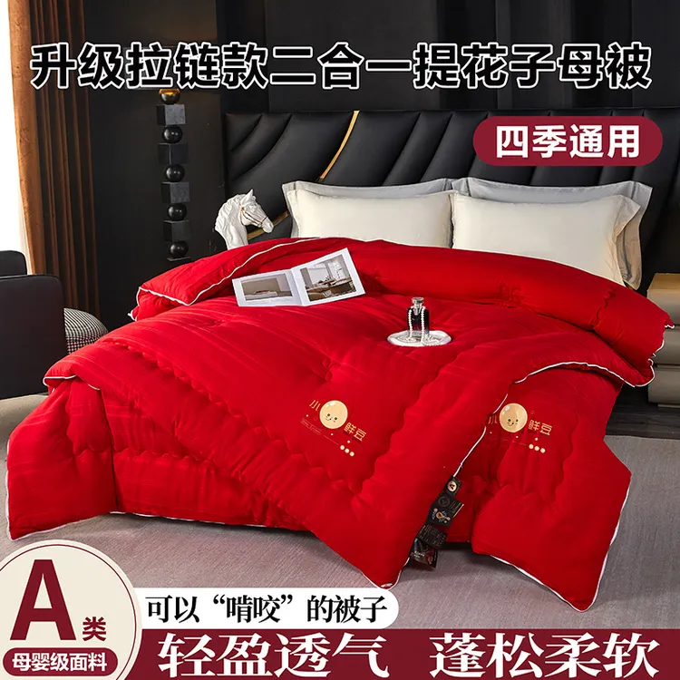 二合一双胎拉链提花子母被大豆被春秋四季被子学生加厚保暖冬被芯