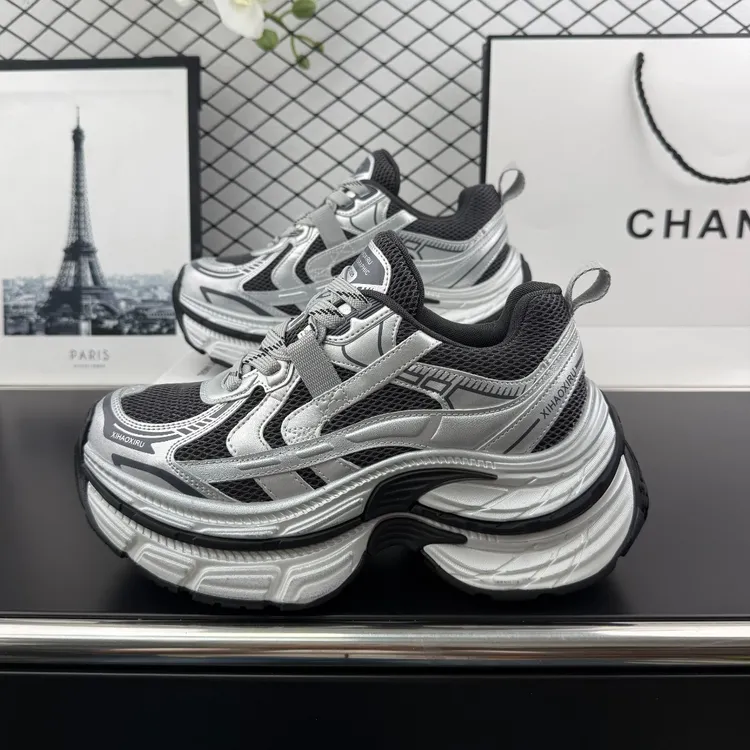 真皮厚底潮酷透气老爹鞋2025秋冬新款小个子增高百搭加棉休闲女鞋