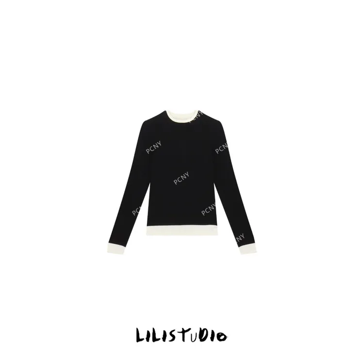 PCNY「修身假两件」不理理冬季新款小众女装洋气百搭显瘦休闲长袖T