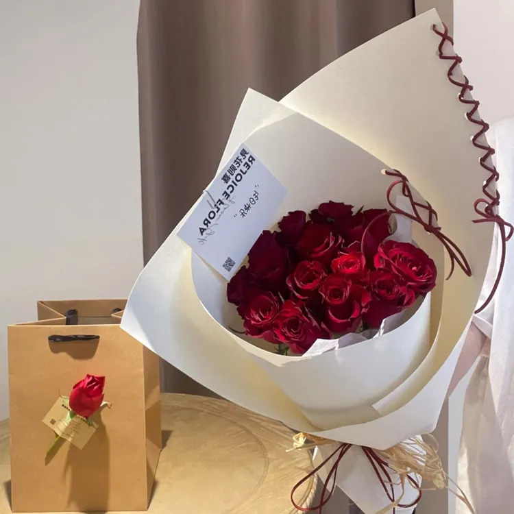 花喜爱网红芭蕾风硬挺加厚牛皮纸丝带花束包花纸手工diy鲜花包装