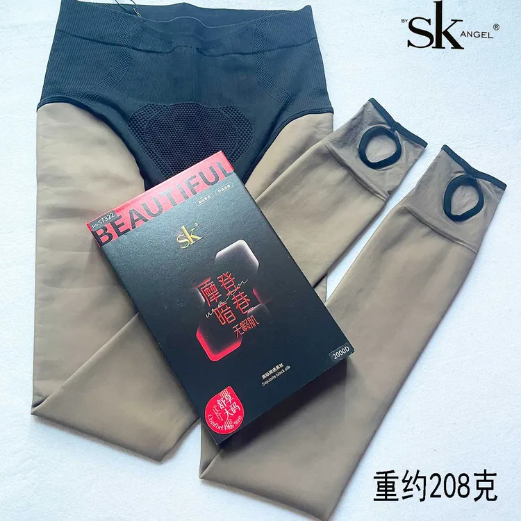 SK7322大码黑透肤加绒打底裤袜保暖高腰春秋季修身美腿透肉连裤袜