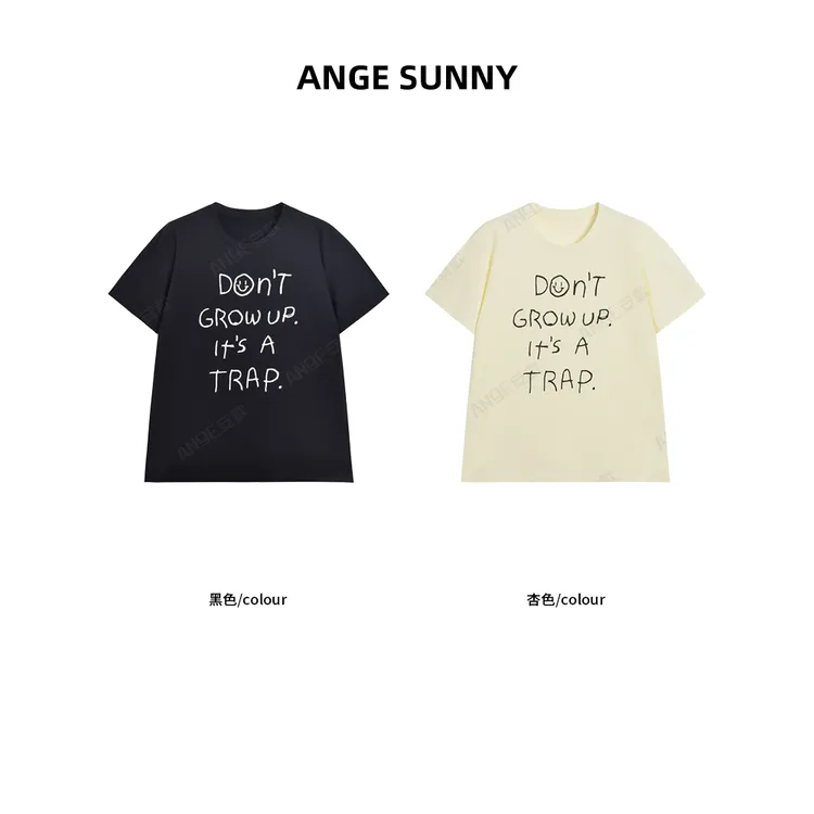 ANGE SUNNY【庄达菲同款  字母涂鸦T恤】百搭圆领短袖上衣 时尚新款