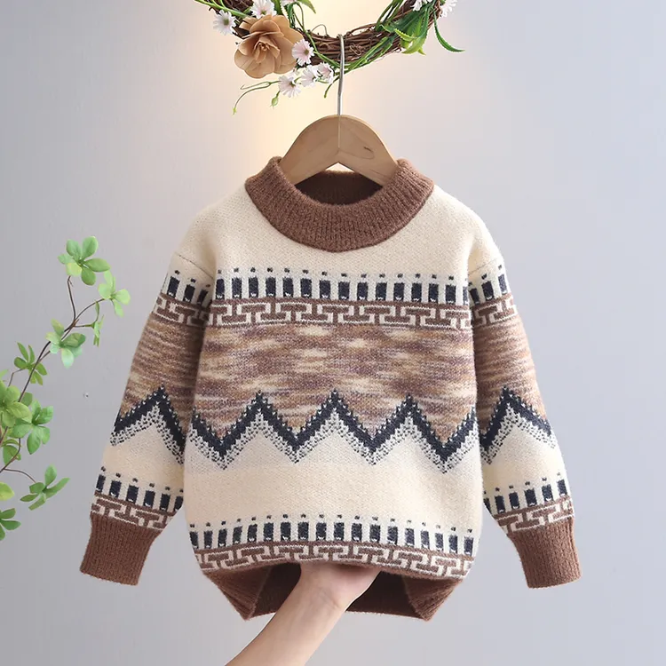 男童毛衣加绒加厚2025冬季新款中小儿童上衣针织衫洋气线衣韩国绒