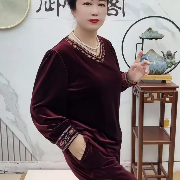 新版秋香果绿/车厘子色/火龙果色刺绣套装