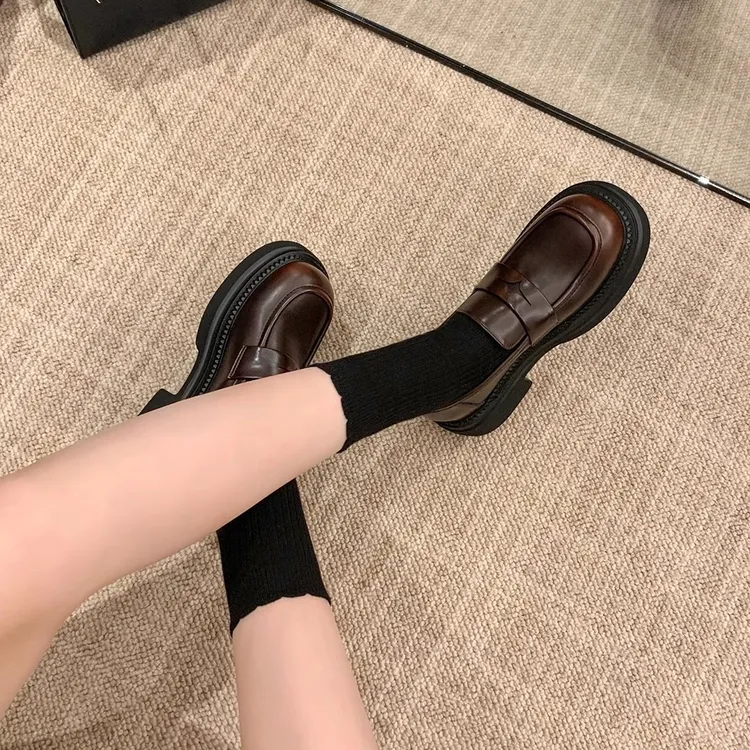 【sheii苏茵茵】美拉德单鞋女英伦风复古厚底懒人乐福鞋女小皮鞋