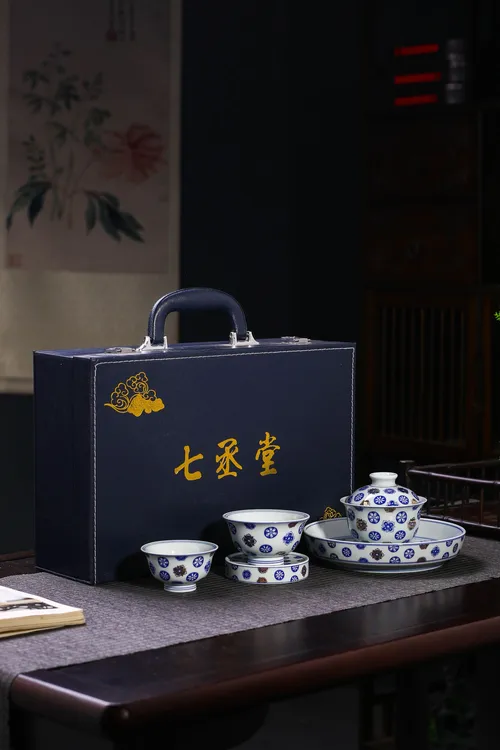 青花描金琵琶纹高颜值高温茶具
