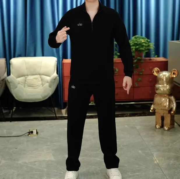 2025秋季男士长袖翻领时尚休闲百搭套头卫衣套装