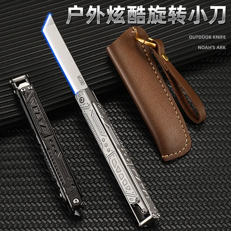 户外机械小刀新款创意旋转刀破窗求生开瓶器便携折叠刀迷你小折刀