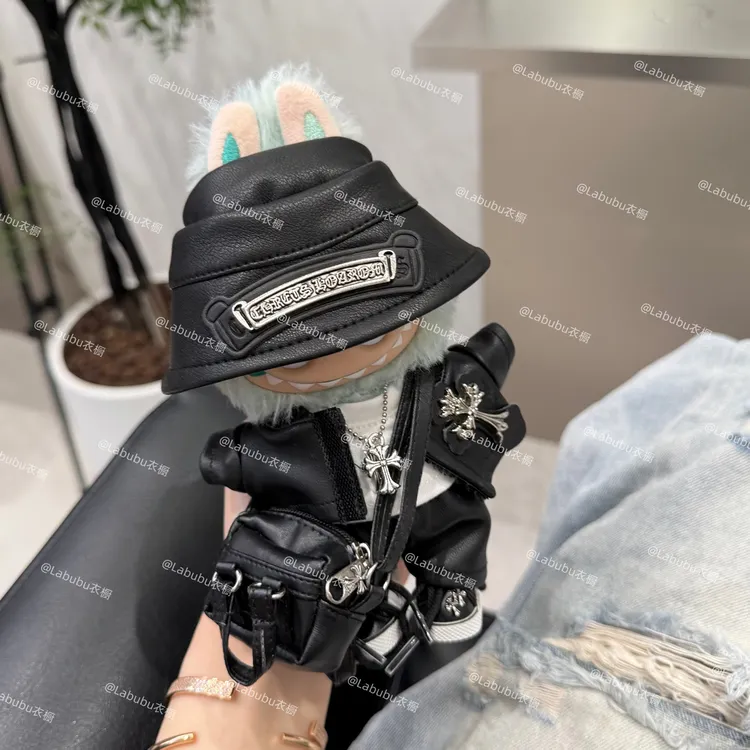 Labubu 拉布布娃衣  高定十字架皮衣套装[一二三代通用 仅娃衣]