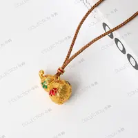 非金属棉绳项链 新中式古法爬藤金色宝葫芦项链吊坠JY2503A0077