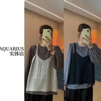 【AQUARIUS】（美式复古）针织背心两件套9109