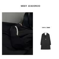 JLNUONUO   月光珠法式浪漫烟黑珍珠风衣