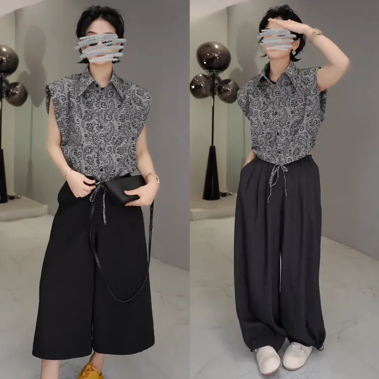 2025春夏新款时尚显瘦气质女士网红洋气两件套百搭款D6701
