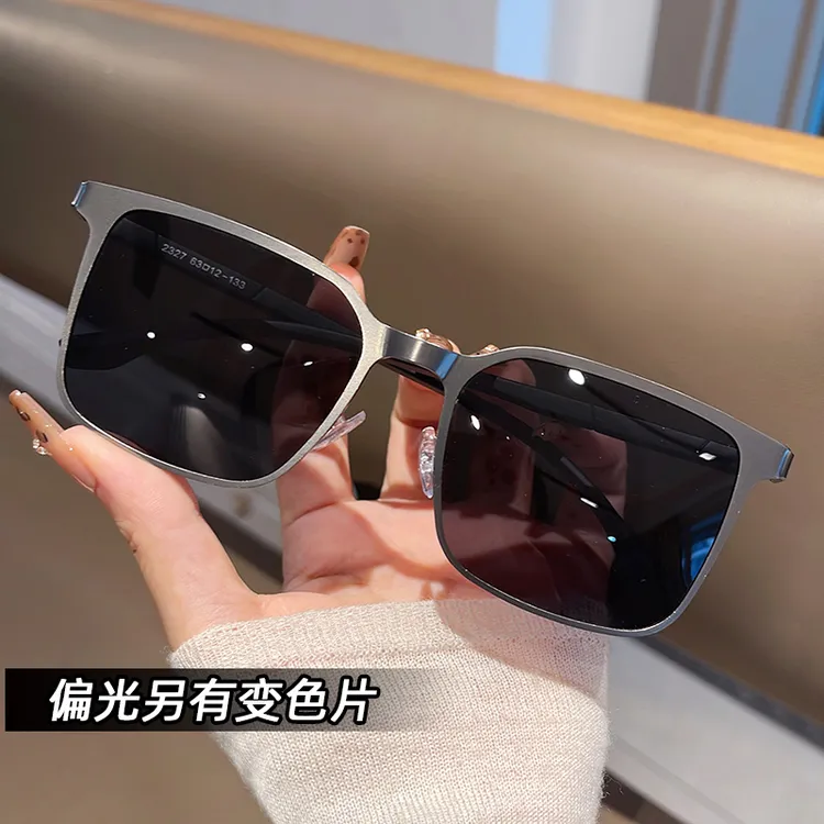 韩式休闲金属长方形墨镜男士时尚偏光太阳眼镜休闲潮开车驾驶眼镜