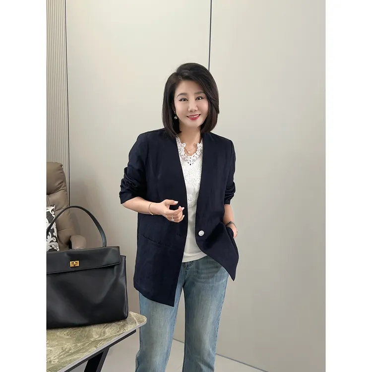 微胖女装【苏格情书】早春新款高级百搭西装20652