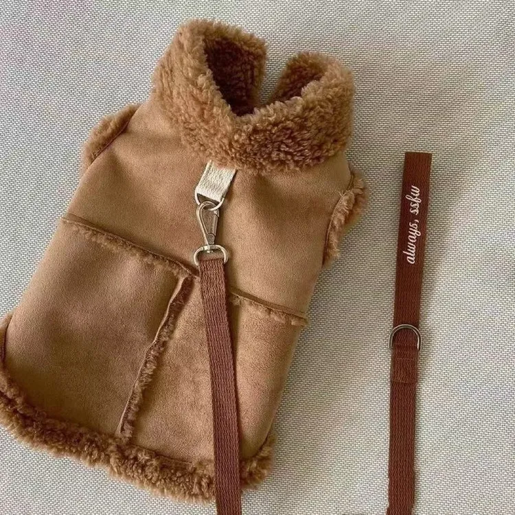 宠物保暖牵引马甲绒衣秋泰迪比熊雪纳瑞小型幼犬猫咪狗狗衣服FFF