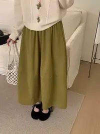 A443-秋日系文艺慵懒休闲复古纯色灯芯绒百搭显瘦半身裙高腰A字裙