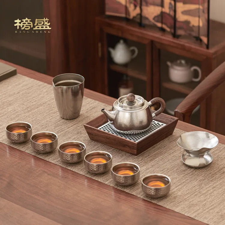 纯钛茶具套装中式家用高档轻奢泡茶壶茶杯双层防烫功夫茶具套装