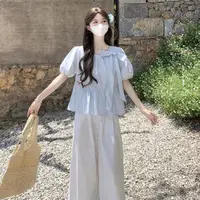 【晚风集】（1501-1600）气质卷边拼接套装
