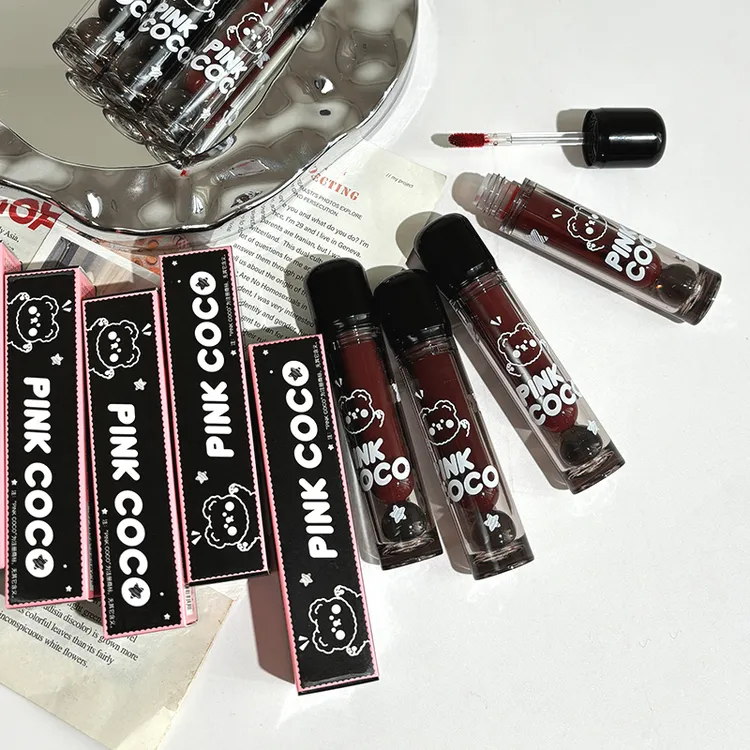 【PINK COCO】小熊嘟嘟镜面纯欲破碎感水光唇显白保湿滋润唇釉2.4g