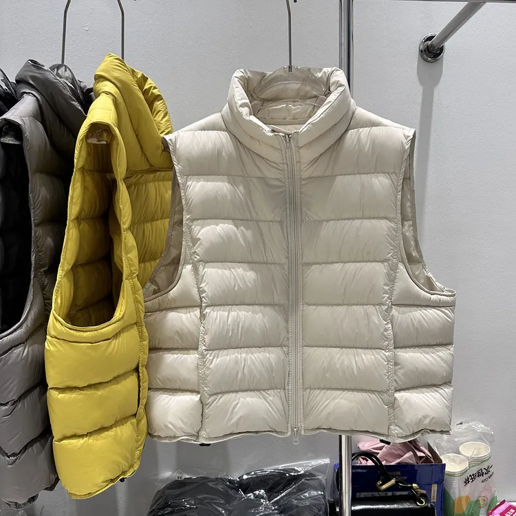 韩版立领排骨羽绒服马甲女2025爆款宽松超好看90白鸭绒短款外套潮