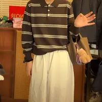 泡菜两色polo条条 针织 不退