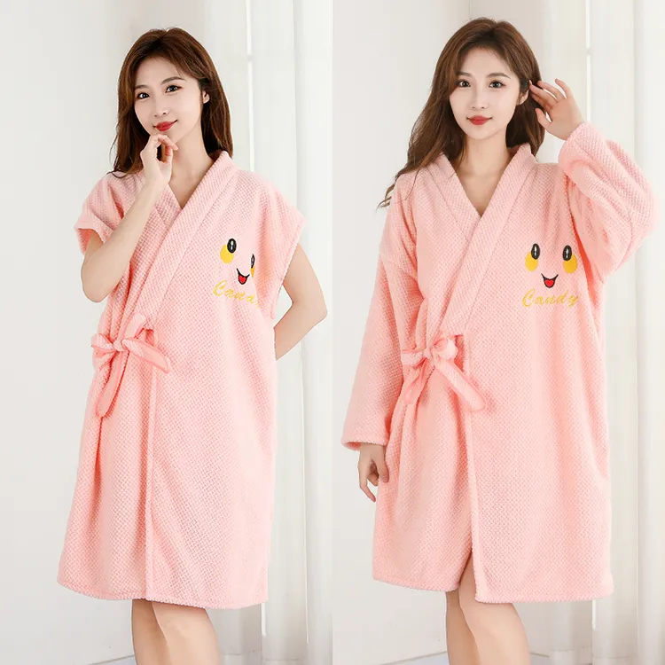 可爱可裹加厚带帽速干吸水加长可穿式不掉毛浴巾成人睡衣家用蝴蝶