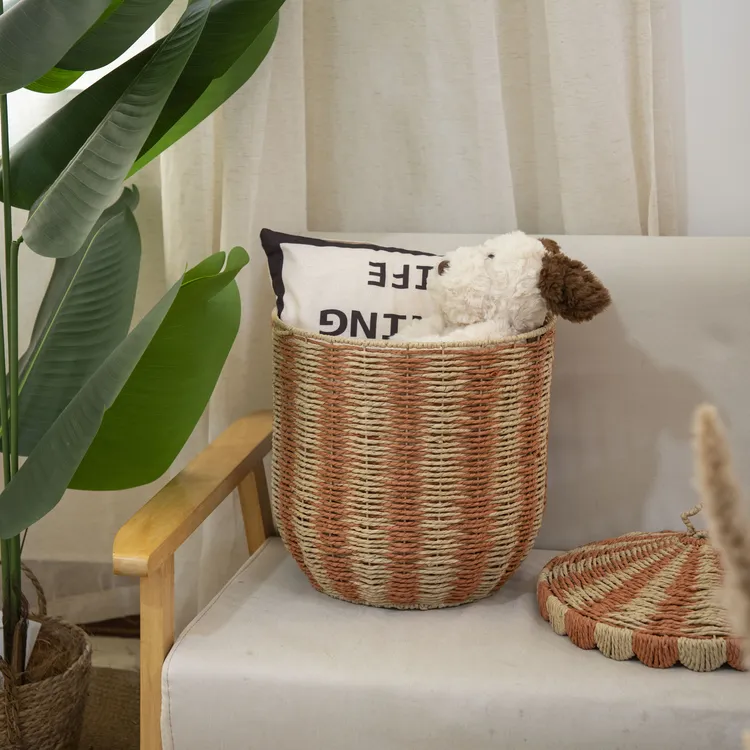 纯手工编织纸绳收纳篮家居马戏团收纳卧室儿童房书房洗衣房脏衣篓