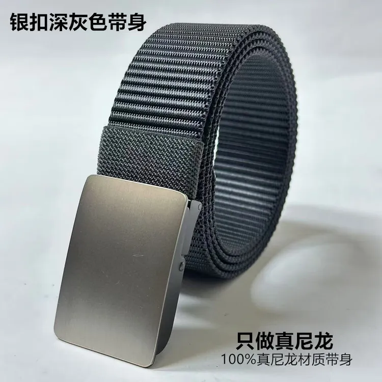 新款合金自动扣男士皮带腰带户外休闲裤带商务西裤牛仔裤尼龙腰带