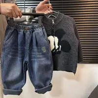 A4700男女童流行洋气百搭休闲秋冬季加绒牛仔裤
