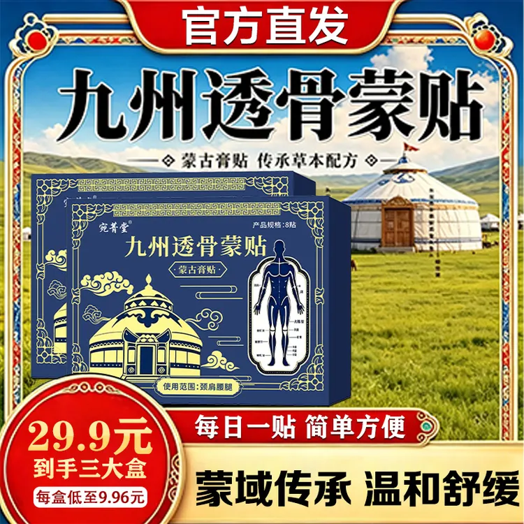 【拍1发3】新升级九州透骨蒙贴 颈肩腰膝腿 全身可用