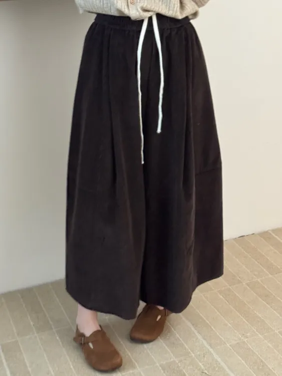 大阔腿设计感花苞裤八分裤灯芯绒裤子女2025秋季新款韩版气质裤裙