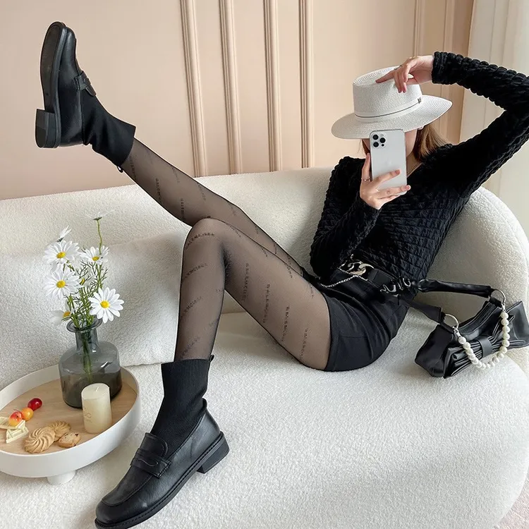 {丝欲猫}印花多款横纹黑透肤光腿神器保暖加厚假透肉连脚丝袜推荐