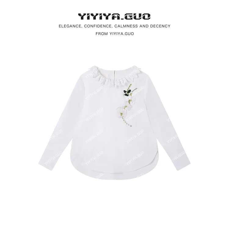 yiyiya.Guo艺艺吖【法绣·浪漫庄园】新款蕾丝领长袖衬衫120333SS52