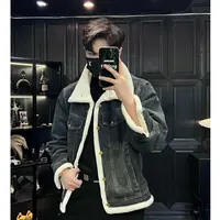 YIHANG 26新品【秋冬】INS韩系羊羔毛加厚保暖水洗牛仔夹克男1112