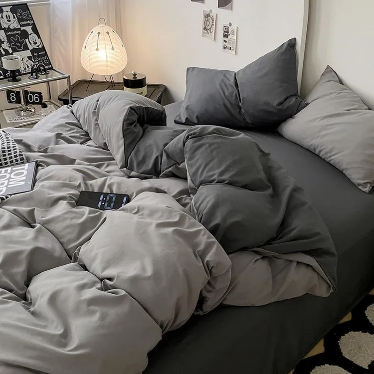 95%以上合格品透气冬季网红磨毛纯色床品套件被子被褥被芯四件套
