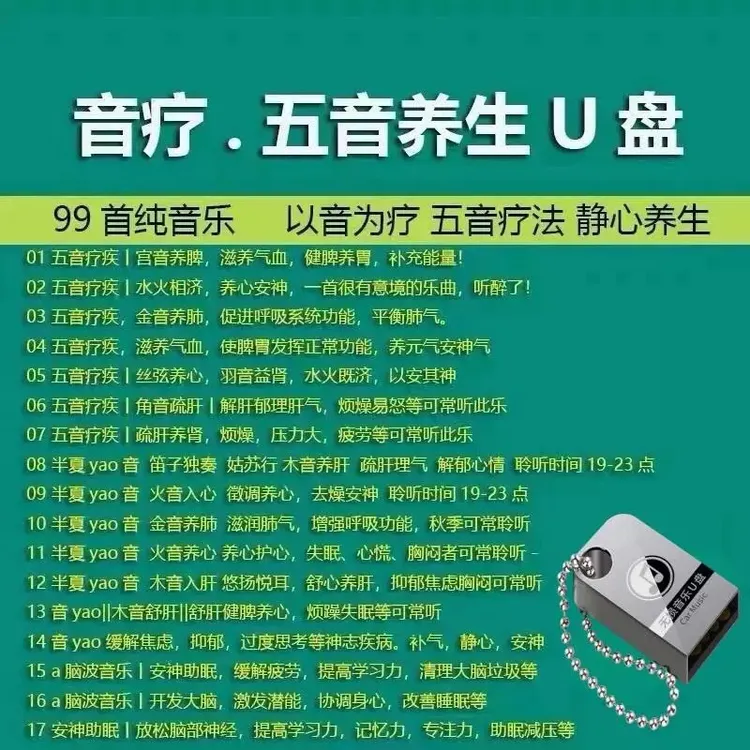 五音养生曲车载u盘高音质mp3纯音乐养生静心轻音乐舒缓心情