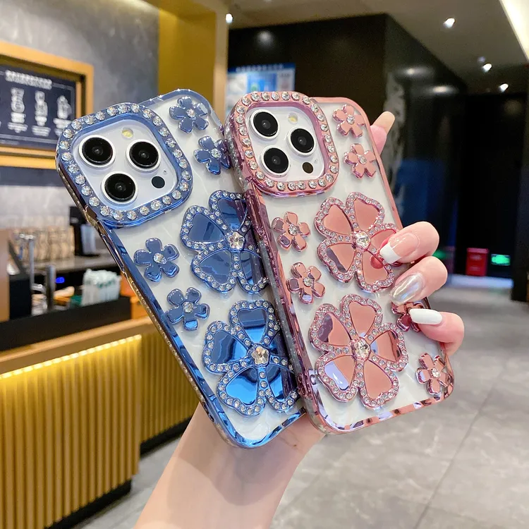 花朵闪钻个性时尚女款适用iPhone系列苹果17标准版数码配件高级感