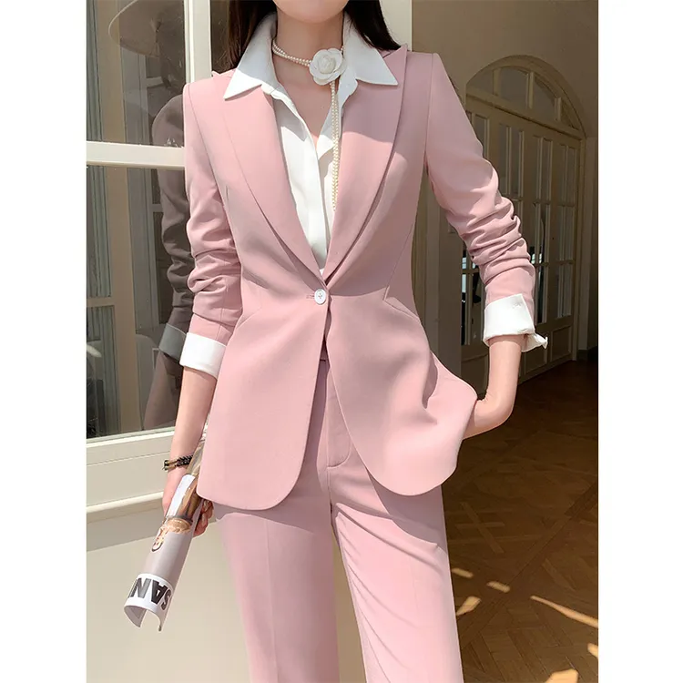 《邑颜轻奢》名媛春秋长袖工作服套装正装职业女裤套装女神范韩版