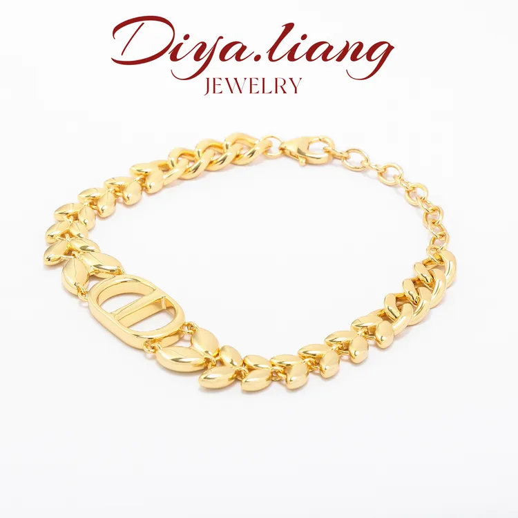 925银手链 梁雅帝新品【DD字母麦穗】镜面时尚设计感纯银手链