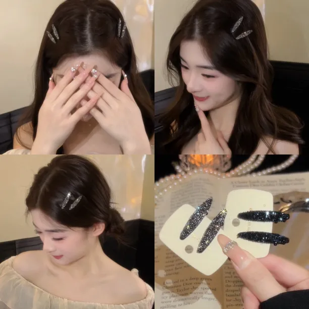 轻奢超闪碎钻迷你发夹高级感侧边刘海夹百搭头饰商品图