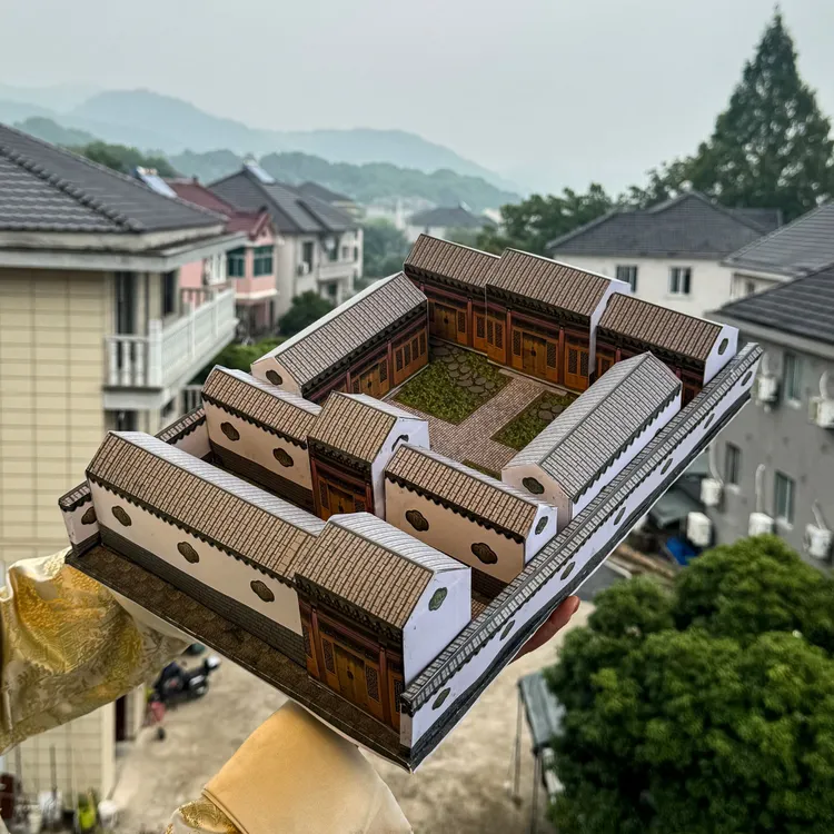 可代办纯手工折纸房子四合院民俗剪纸用品独特工艺文化礼品
