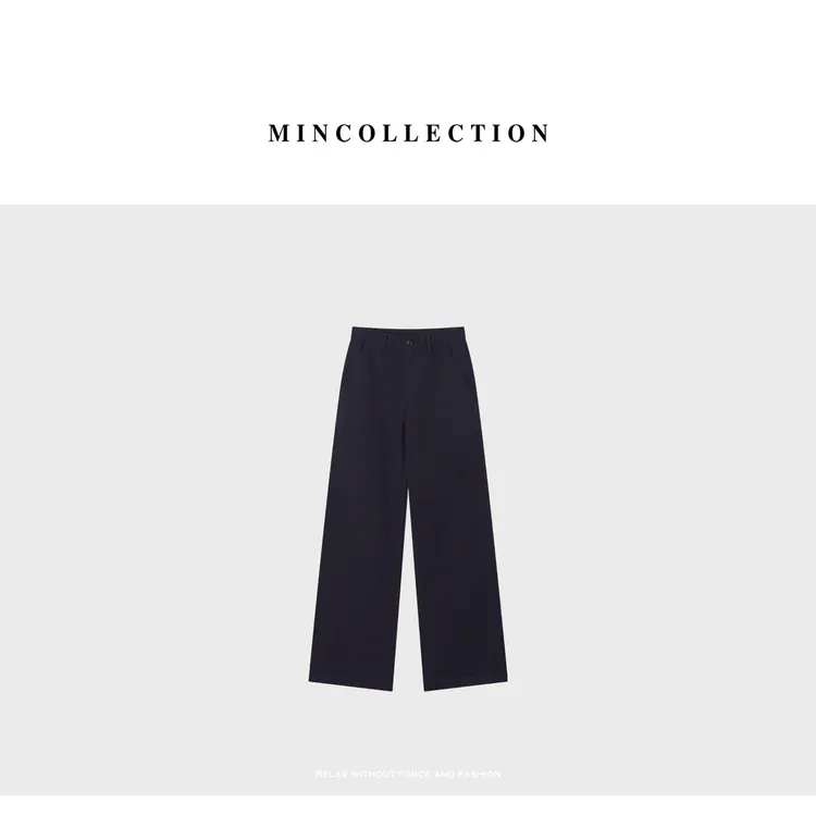 DE Mincollection藏青斜纹裤/阿苏特染挺括天然棉微喇休闲裤55607
