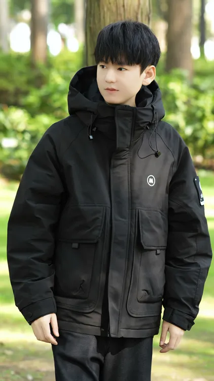 25冬季极寒户外羽绒服立体连帽多口袋工装羽绒男女同款