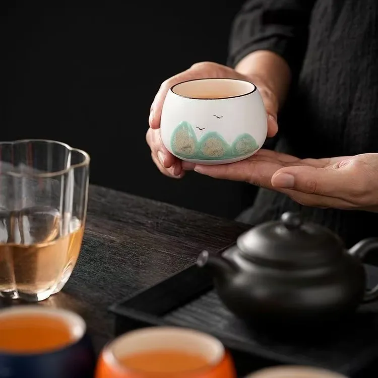 远山茶杯主人杯品茗杯送礼国瓷年会活动礼盒装陶瓷家用个人伴手礼