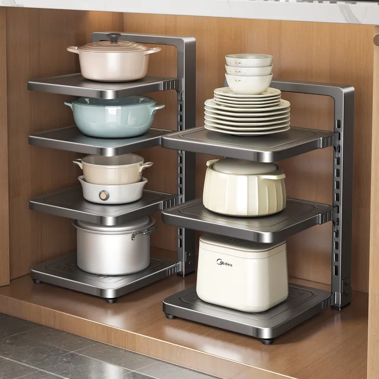 锅架锅具收纳置物架厨房2025新款下水槽橱柜内分层可调节收纳架字