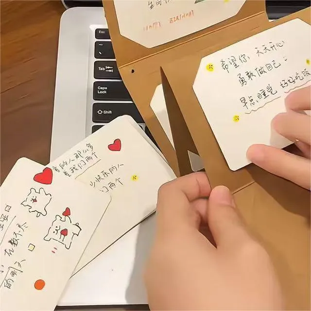 DIY手工风琴本贺卡册抽拉式贺卡材料包送情侣七夕情人节创意礼物