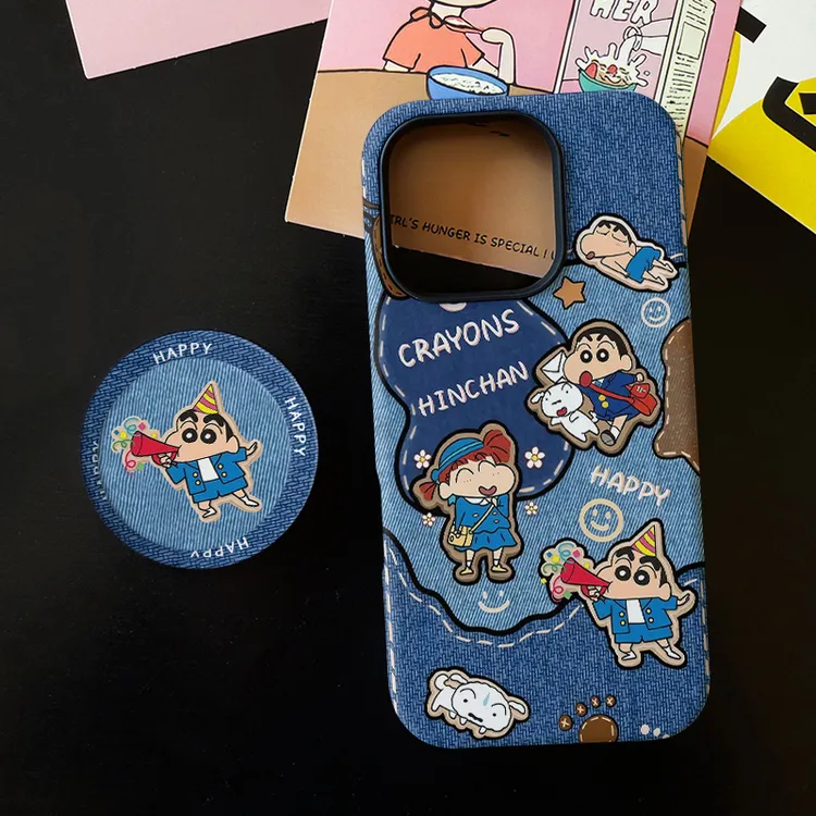 复古牛仔小新菲林二合一适用苹果17/16promax手机壳15/14保护套13